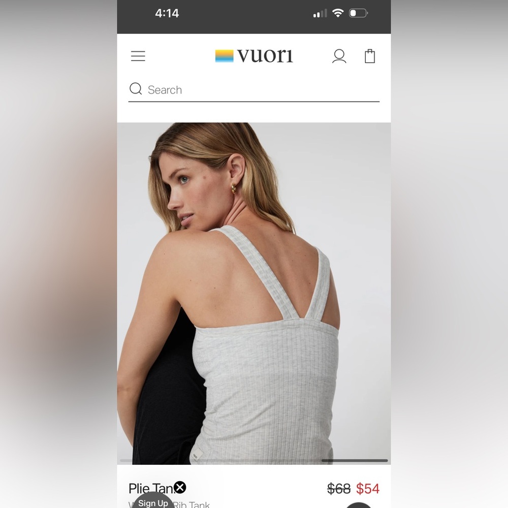 Vuori Plié tank top heather grey NWT
